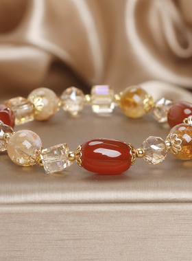 天然黄塔晶水晶手链女款