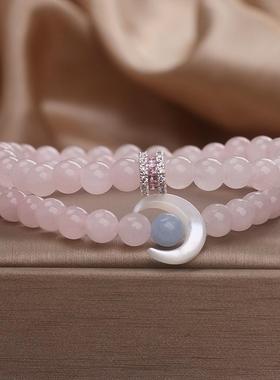 天然粉水晶手链女款小众精致