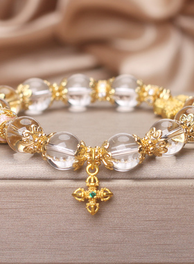 天然白水晶路路通转运珠高级手串