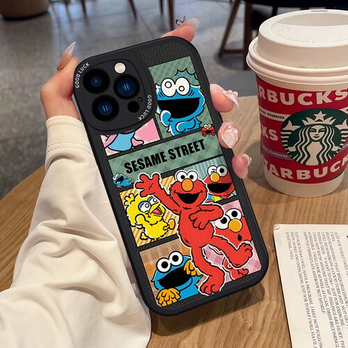 适用苹果15promax保户包趣味芝麻街iPhone14软款13硅胶12保户用潮