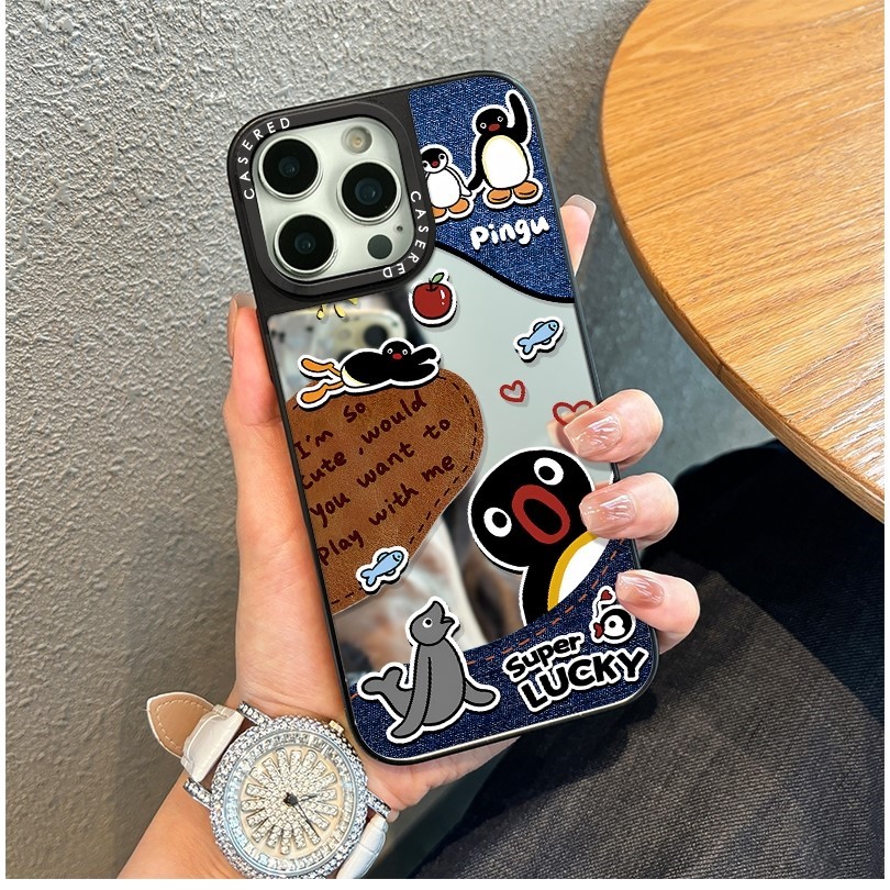 适用苹果17ProMax镜头不包保护包镜面牛仔企鹅iPhone16软边15女14