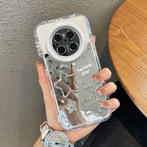 适用华为Mate70Pro保户包镜面星星蝴蝶mate60pro补妆镜创意高级感