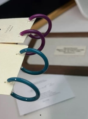 紫色滴油圆圈耳圈夸张小众设计个性耳环独特精致适合夏天的耳饰女