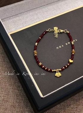 小红书同款红绳手链女新款新中式本命新年红色尖晶石手绳