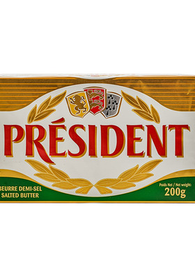 总统牌president咸味黄油块200g 含盐黄油salted  butter法国进口