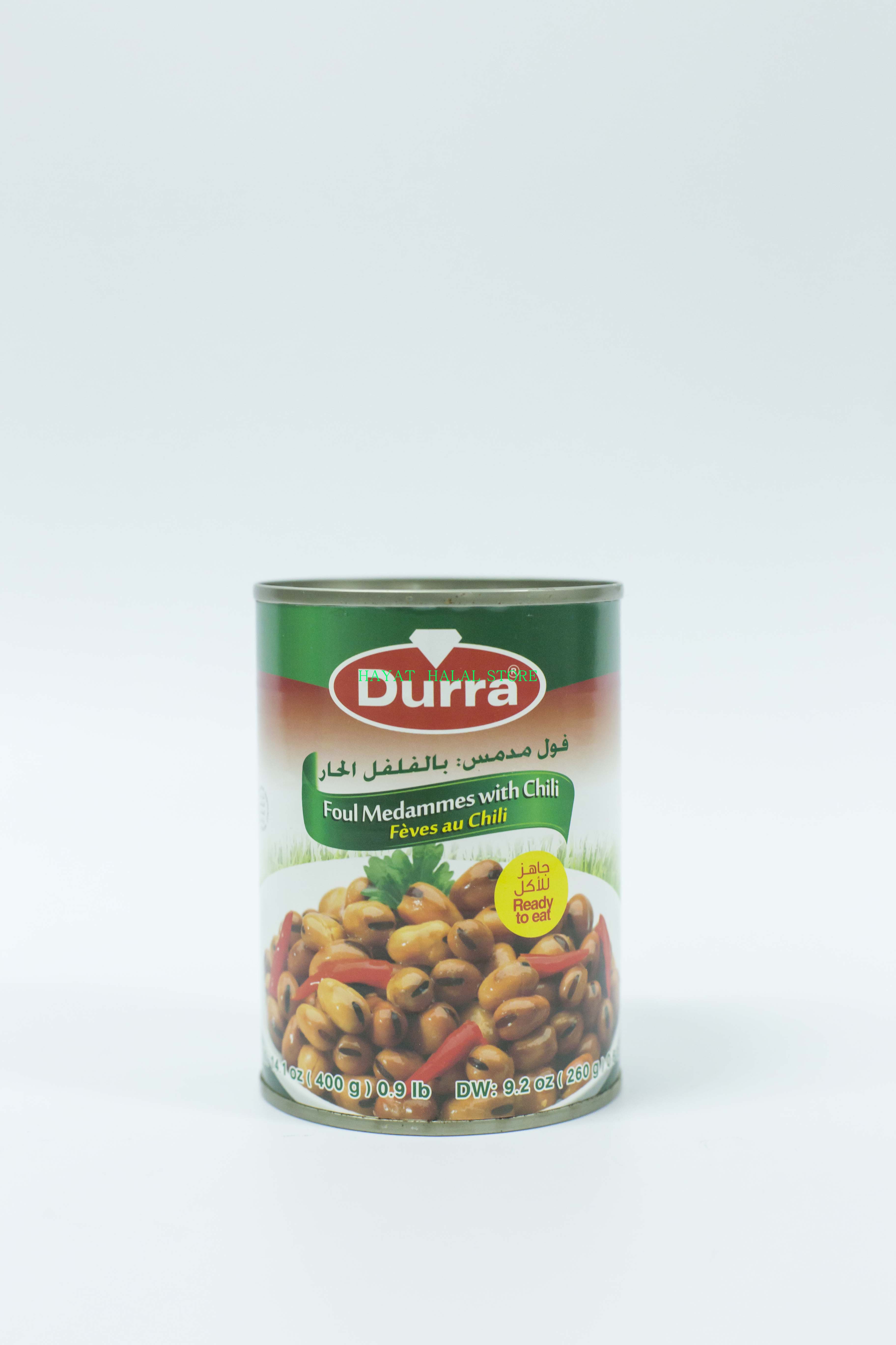 Durra Foul Medamme（spicy)多朗蚕豆罐头(辣椒口味开罐即食400 g