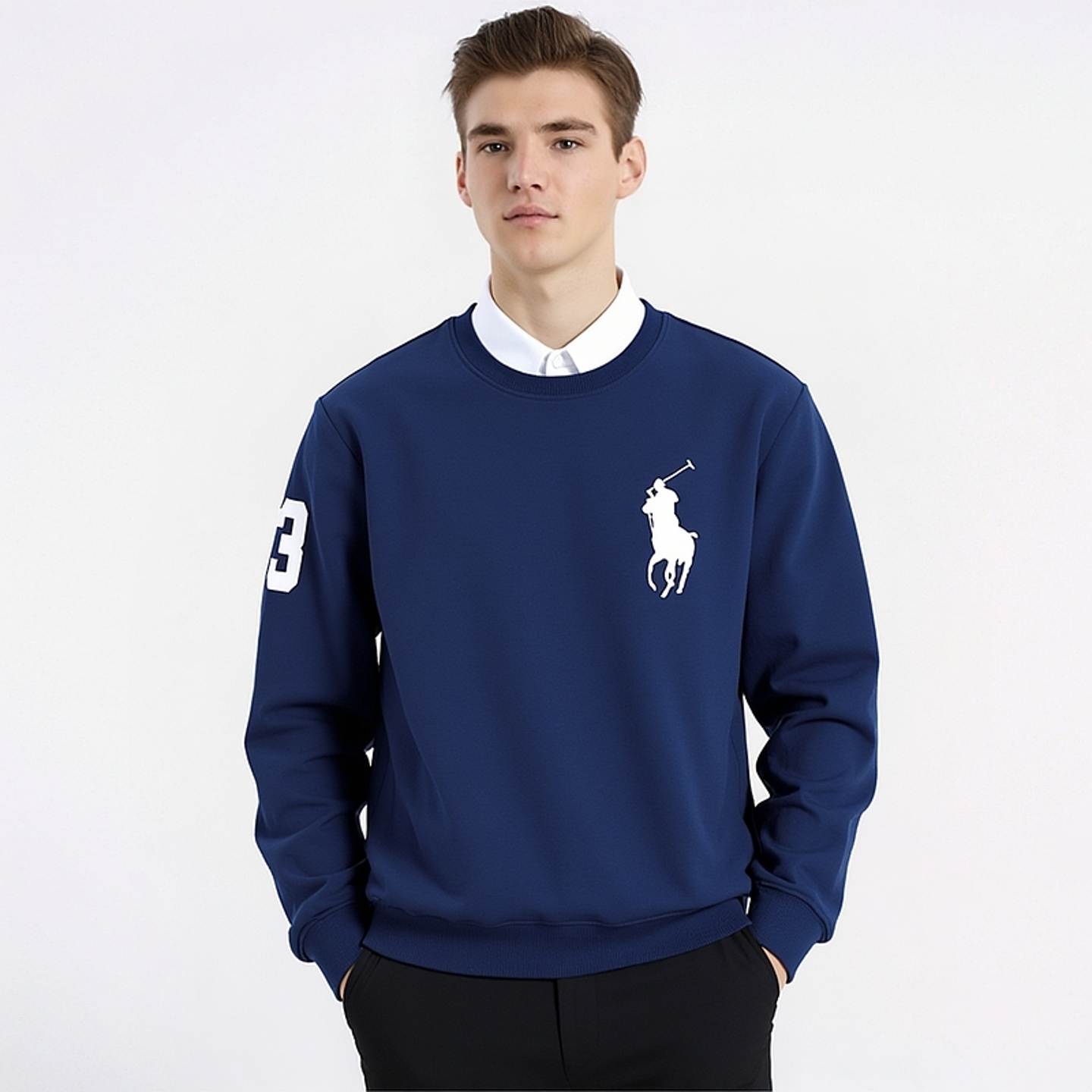 保罗RL纯棉男士圆领卫衣马球衫