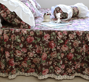 进口欧美韩版原古草原公主田园碎花清新全棉床上用品纯棉床罩床裙