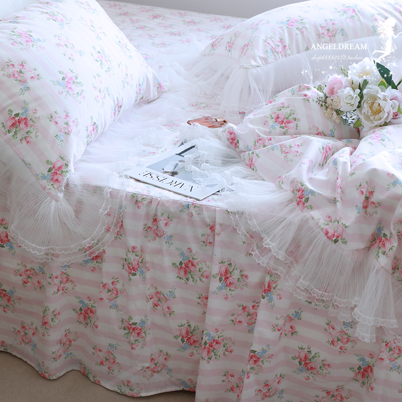 韩版公主网纱全棉2025新潮床上用品纯棉床裙款被套4件套