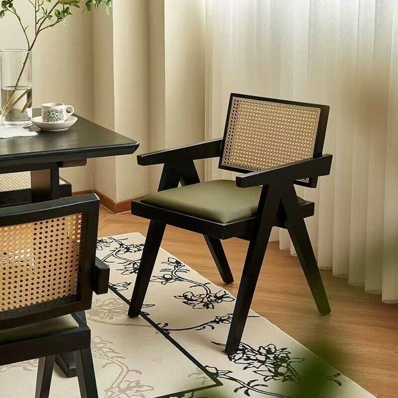 中古实木椅子家用侘寂风昌迪加尔椅子复古扶手椅凳子靠背餐桌椅子