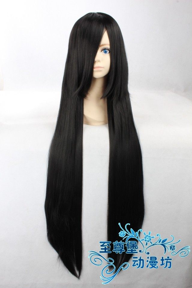 假发cosplay假毛东方project 蓬莱山辉夜100cm米 黑色 长发长直发