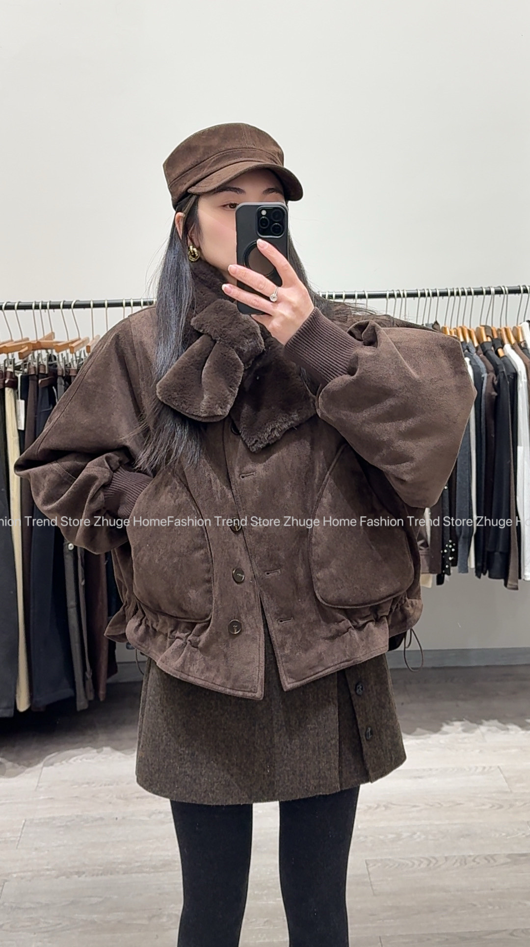 配毛领麂皮绒羽绒服外套女欧洲站2025冬款欧货女装加厚韩系上衣潮