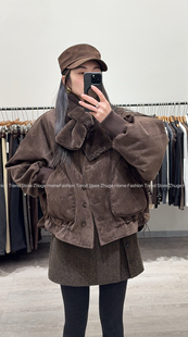 配毛领麂皮绒羽绒服外套女欧洲站2025冬款欧货女装加厚韩系上衣潮