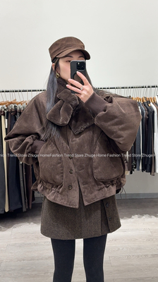 配毛领麂皮绒羽绒服外套女欧洲站2025冬款欧货女装加厚韩系上衣潮