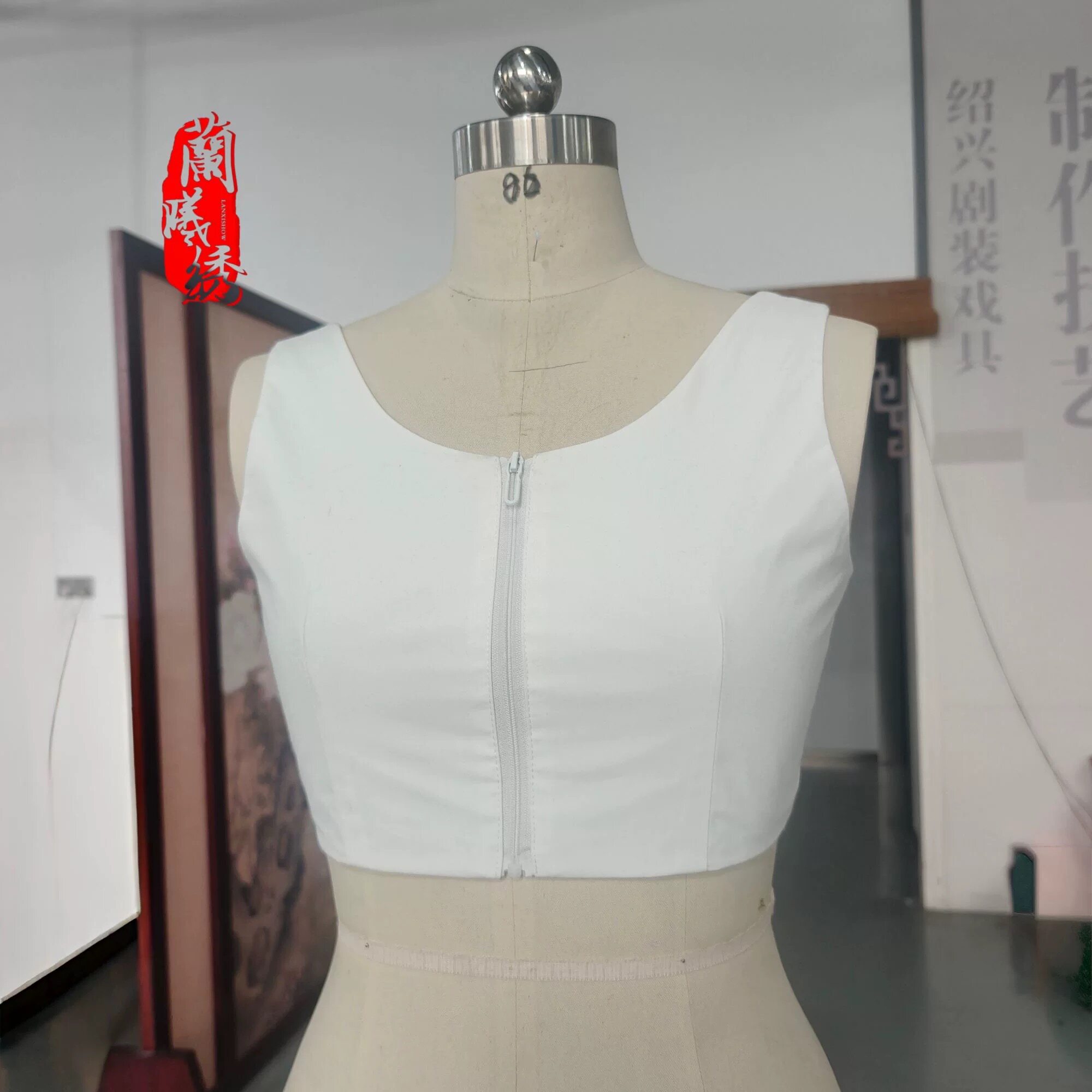 现货新升级戏曲古装戏汉服新款小生裹胸无袖短款白色现货上衣外穿