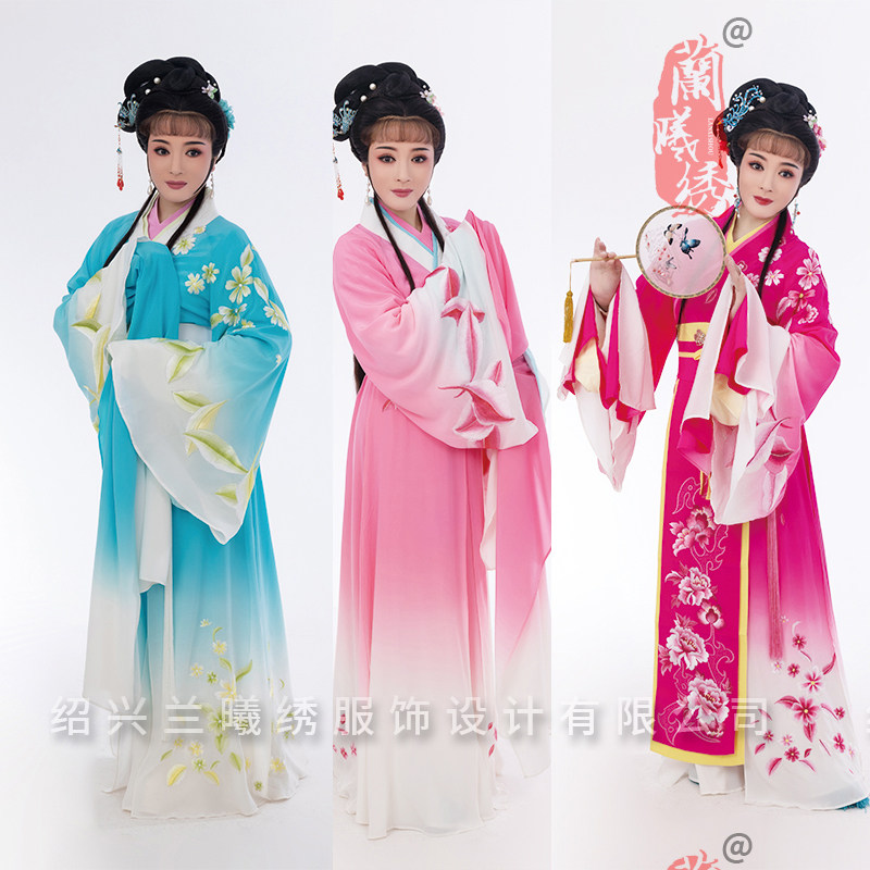 重磅真丝戏曲花旦衣服古装舞台演出汉服改良越剧黄梅戏服装