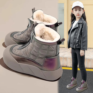 女童鞋子2025冬季新款雪地靴中大童棉靴子加绒保暖防水东北大棉鞋