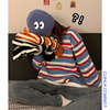 sweater student Autumn and winter Harajuku wind Rainbow Stripes Long sleeve Sweater Korean Edition Easy Socket coat ins tide