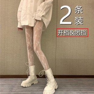 蕾丝渔网袜白色丝袜女薄款防勾丝夏季超薄jk袜连裤袜大码白丝黑丝