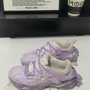 Tekno 莫凡 老爹鞋 Nike 低帮 M2K 做旧 迷途定制球鞋 紫色星河