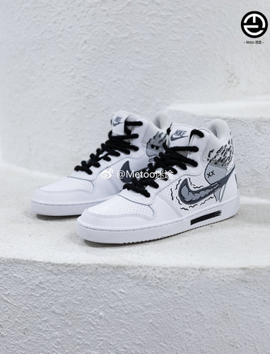 定制球鞋 Nike Court Borough 美式街头涂鸦卡通嘻哈复古高帮板鞋
