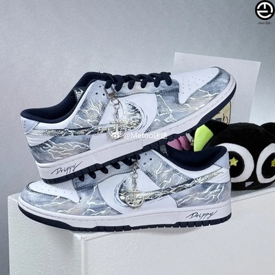 迷途定制球鞋 Nike Dunk Low 天京渡泼墨晕染闪电手绘低帮板鞋