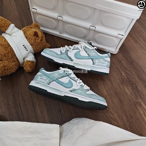正品定制球鞋 Nike Dunk Low 奇遇冒险海盐薄荷清新解构涂鸦板鞋