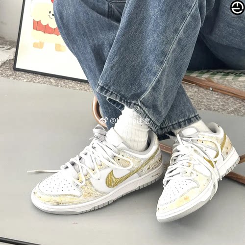 迷途定制球鞋 Nike Dunk Low 太阳神阿波罗斑驳烫金工艺手绘板鞋