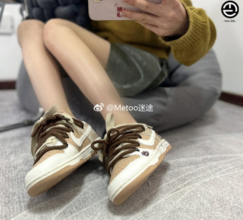 定制球鞋 Nike Dunk Low  奶茶小熊 做旧 解构风 复古 低帮 板鞋