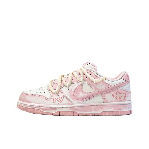 迷途定制球鞋 Nike/耐克 Dunk Low Dear小熊白粉涂鸦低帮板鞋
