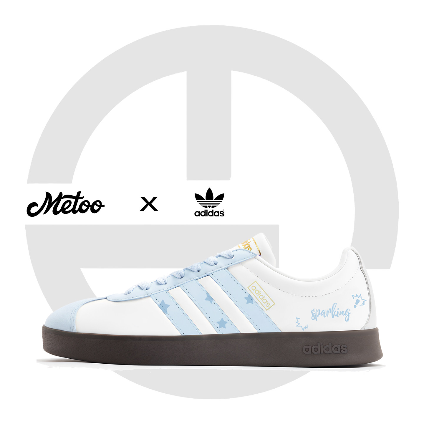 迷途定制球鞋 Adidas Vl Court 冰蓝星芒学院风清新白蓝低帮板鞋
