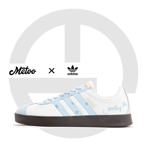迷途定制球鞋 Adidas Vl Court 冰蓝星芒学院风清新白蓝低帮板鞋