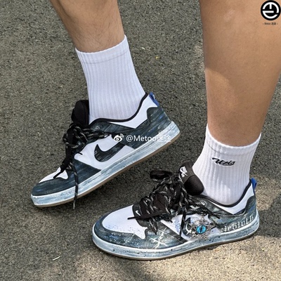 迷途定制球鞋 Nike SB Alleyoop 星辰之眼手绘做旧潮流低帮板鞋