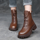 真皮马丁靴女鞋 雪地靴 皮鞋 冬季 加绒加厚棕色短靴子厚底羊毛大棉鞋