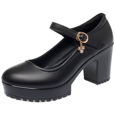 高跟鞋厚底防水台走秀鞋真皮软底