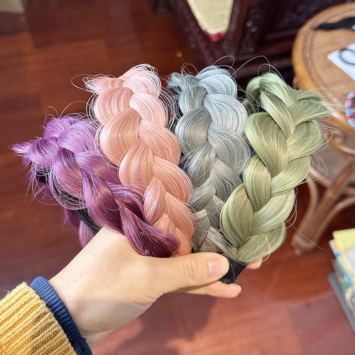 鱼骨辫子麻花辫假发发箍女款2024新款网红彩色一体编发发卡带头箍