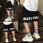 2024夏装 嘻哈街舞风 运动裤 男童中大童日系洋气字母印花五分裤 中裤