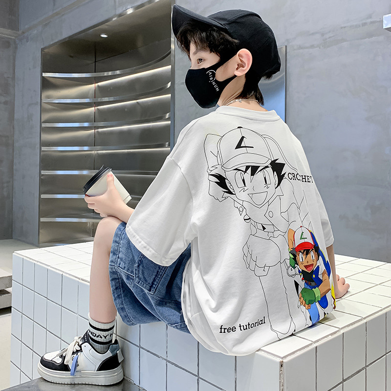 男童圆领卡通短袖宝可梦T恤