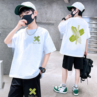 2024儿童短袖 t恤薄款 休闲韩版 纯棉男童套装 两件套装 新款 时尚 夏季