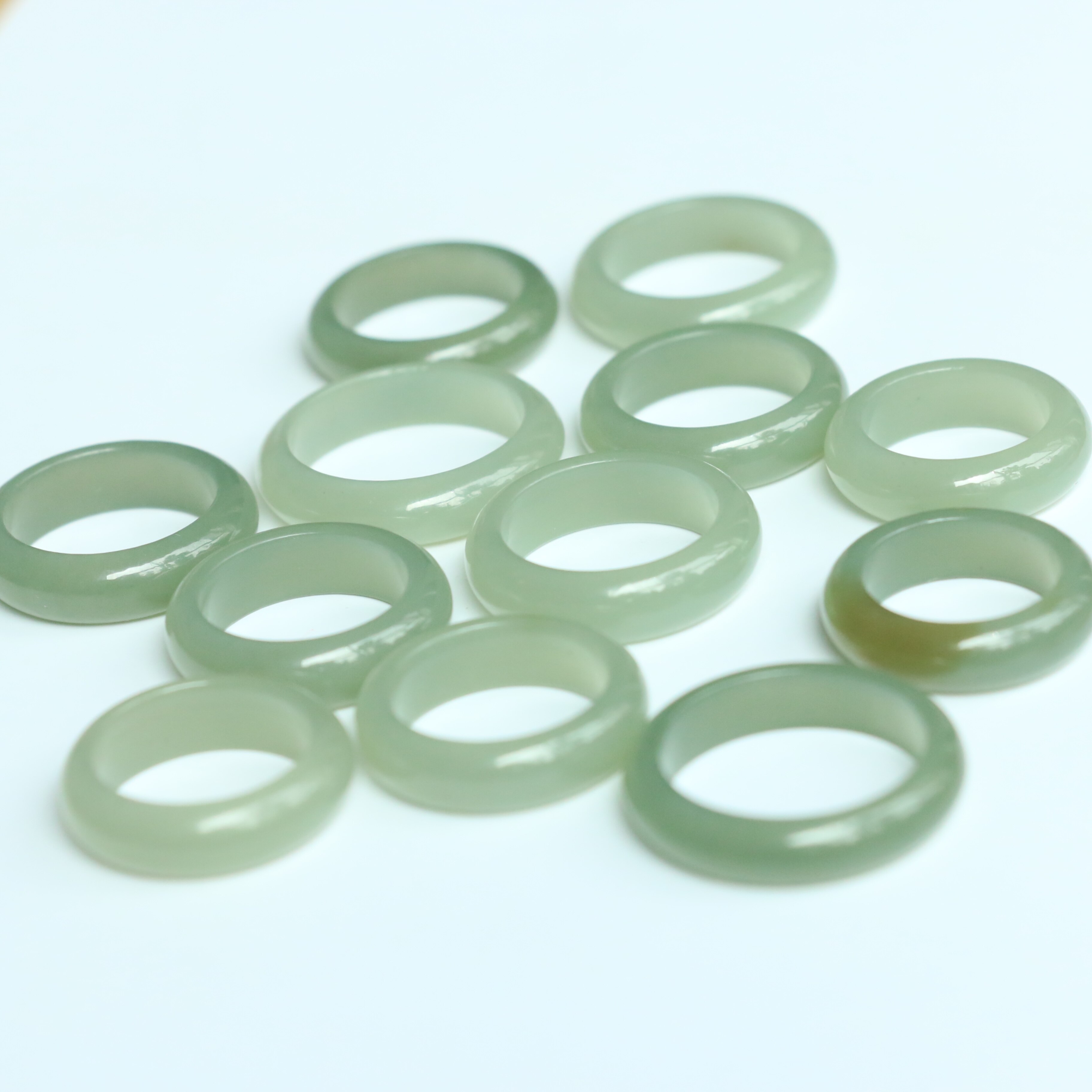 天然新疆和田玉且末蓝且末料高冰晴水戒指指环戒圈文玩尾戒配饰