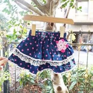 贝哆哈儿童夏季短裙女童牛仔半身裙可爱圆点小童女宝牛仔裙蛋糕裙