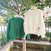 贝哆哈女士毛衣纯色蝴蝶亮片针织衫 线衣 秋冬款 圆领套头衫 保暖女式