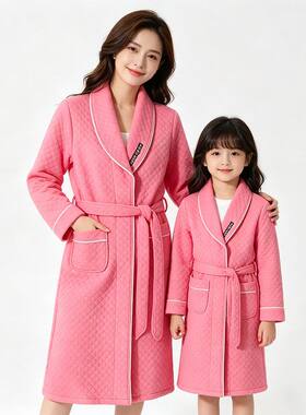 贝哆哈亲子装家居服女童女士休闲翻领儿童家居裙女装童装睡衣睡袍