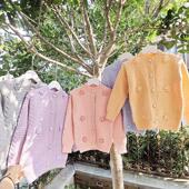 洋气中大童针织上衣 女童花朵甜美针织衫 贝哆哈儿童春秋款 毛衣开衫