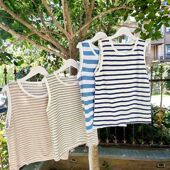 T恤薄款 贝哆哈儿童夏季 条纹背心男童女童无袖 中大童圆领套头上衣