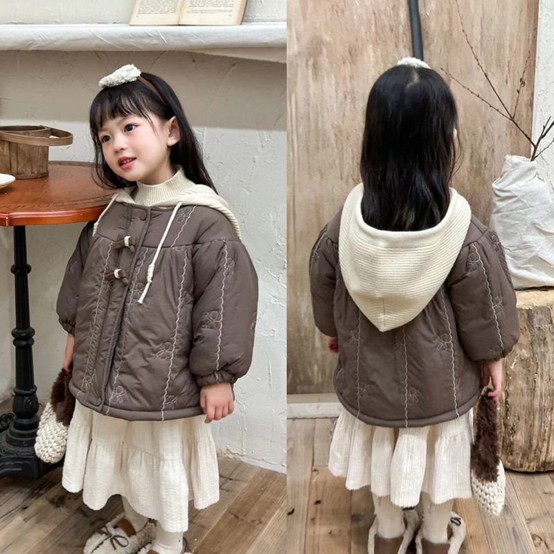 贝哆哈女童冬款棉服可爱连帽儿童保暖外套棉袄中小童甜美加绒棉衣