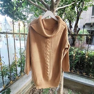 毛衣纯色长袖 上衣保暖女式 针织衫 中长款 线衣 女装 贝哆哈女士秋冬款