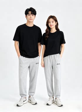 贝哆哈女士休闲裤春秋运动卫裤男士女式长裤收脚裤女裤纯色裤子