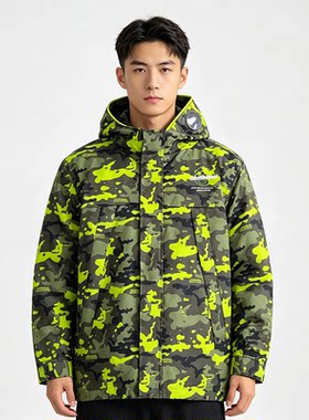 贝哆哈青少年冲锋衣男士女士春秋户外防水户外服大童迷彩帅气外套