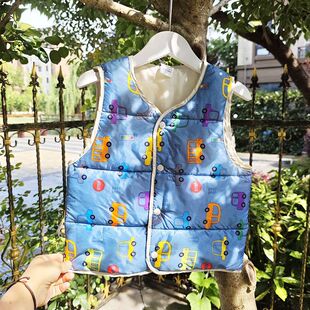 棉马甲男童女童汽车按扣马夹中小童坎肩上衣 贝哆哈儿童马甲秋冬款